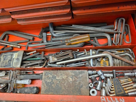 of Mixed Hand Tools Including Hex Keys, Drivers, and Accessories
