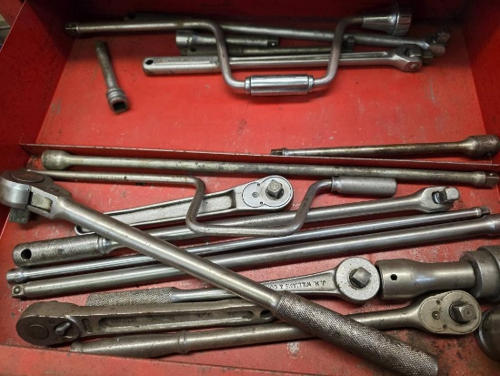 Lot of Metal Hand Tools including Ratchet Handles and Accessories