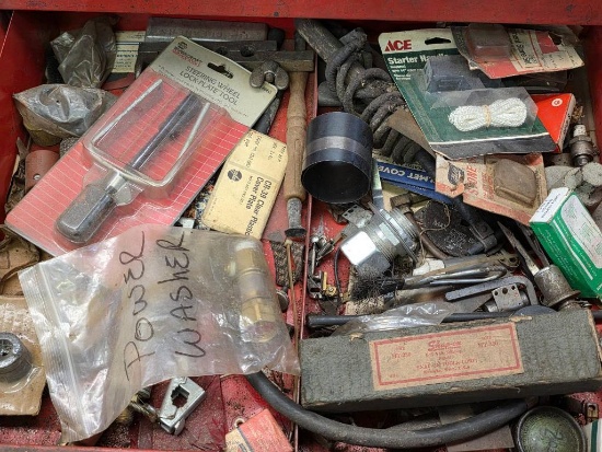 of Drawer and Below Drawer Contents Including Tools and Hardware