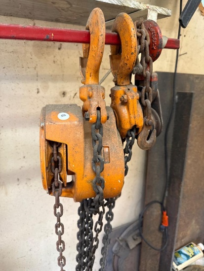 Harrington Peerless Chain Hoist with Hooks and Chains,