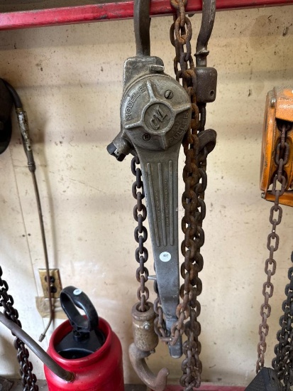 Lot of Assorted Items to Include Hoists, Chains, and Ropes