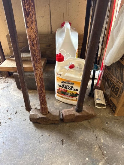Lot of Assorted Items to Include Sledgehammers and Weed Killer