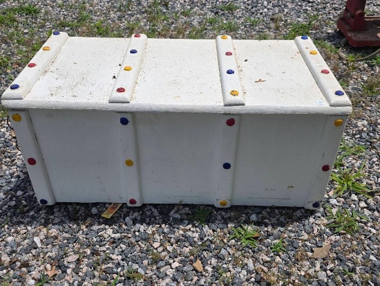 White Wooden Chest with Multicolored Accents