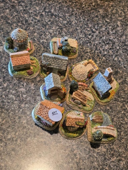 11 PCS Hand-Painted Miniature Village Set