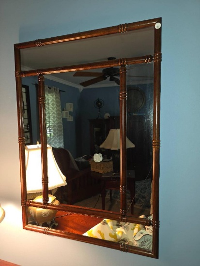 24x33H Singular Wall Mirror with Wooden Frame,