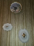 3 Porcelain Wall Plaques with Varied Sizes and Ornate Gold Detailing