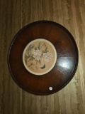 Round Wood Tray with Floral Design  20D