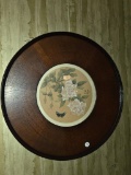 Round Wooden Wall Plaque with Floral and Butterfly Design, 20D,
