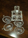 9 Clear Glass Salt Pinches, 4 With Scoops, 5 Without Scoops,