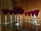 10 Cordial Glasses, Ruby Red,