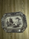 Ironstone Transferware Platter by Clemmenson, 14 Inches