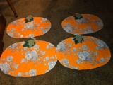 Four Pumpkin-Themed Quilted Table Mats
