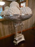 Glass Bowl on Stand With Decorative Shells, 14H 13.5D,