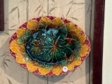 Majolica Style Leaf-Design Plate, , Measures Approximately 11 in x 5 in