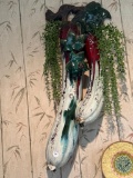 Wall-Mounted Ceramic Vegetable Art Piece With Faux Greenery,