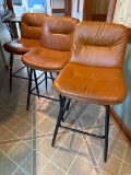 3 Counter-Height Chairs in Tan Leatherette with Black Metal Legs