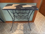 Metal Wine Rack Table with Stone Mosaic Top