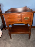 Wooden Side Table With Drawers and Shelf, Measures 22 in x 16 in x 27 in