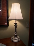 Metal Table Lamp With Fabric Shade, 19 Inches Tall