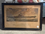 Framed Illustration of USS Midway Aircraft Carrier