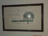 Framed Artwork Featuring Tree and Farm Scene With Text, 17L x 11W