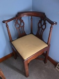 Mahogany Corner Chair With Upholstered Seat in