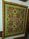 Handmade Patchwork Quilt in Earth Tones, 51L x 66.5W