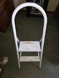 White Two-Step Folding Metal Ladder