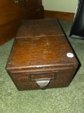 Wooden File Box with Drawer and Metal Handle, 14L 6H