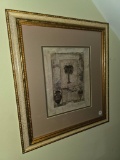 Framed Botanical Artwork With Palm Tree Motif, 15 1/2 x 17