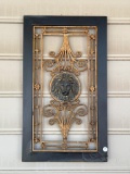 Pair of Decorative Iron Panels With Lion Reliefs, 14 in x 25 in