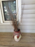 Decorative Ceramic Vase with Handles, Approximately 16 Inches Tall