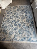 Floral Pattern Area Rug in Blue and Beige, Measures Approximately 59 in x 83 in,