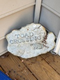 Decorative Stone Marker with Toad Crossing Design