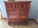 Wooden Chest of Drawers With Brass Pulls,