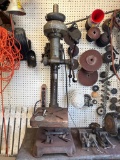 : Table Lot of Assorted Tools to Include Craftsman Drill Press and Grinder