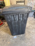 Black Plastic Rolling Trash Bin with Lid