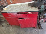 Used Red Metal Tool Cabinet With Two Drawers and Two Doors,