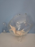 Clear Glass Fish-Shaped Decorative Bowl, 9H,