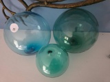 3 Varied Size Glass Decorative Spheres