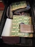 Contents of Two File Cabinet Doors with Sandpaper, Steel Wool, and More