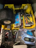 File Cabinet and Contents Including Gloves and Staple Guns