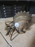 Bronze Hermit Crab Figurine With Seashell, 4H,