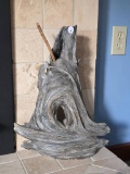 Ceramic Sculpture With Driftwood Detailing, 16 1/2H,