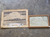 : Vintage Photographs and Framed World War II Naval Map