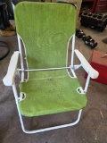 Green Beach Chair with White Metal Frame
