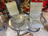 Patio Table and Chairs Set With Glass Top and Swivel Base Design