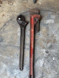 Two Tools To Include Adjustable Wrench and Pipe Wrench