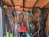 Wall Lot of Outdoor Yard Tools and Garden Accessories