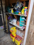 Contents of Small Shed with Christmas Decorations, Yard Supplies, and Pots